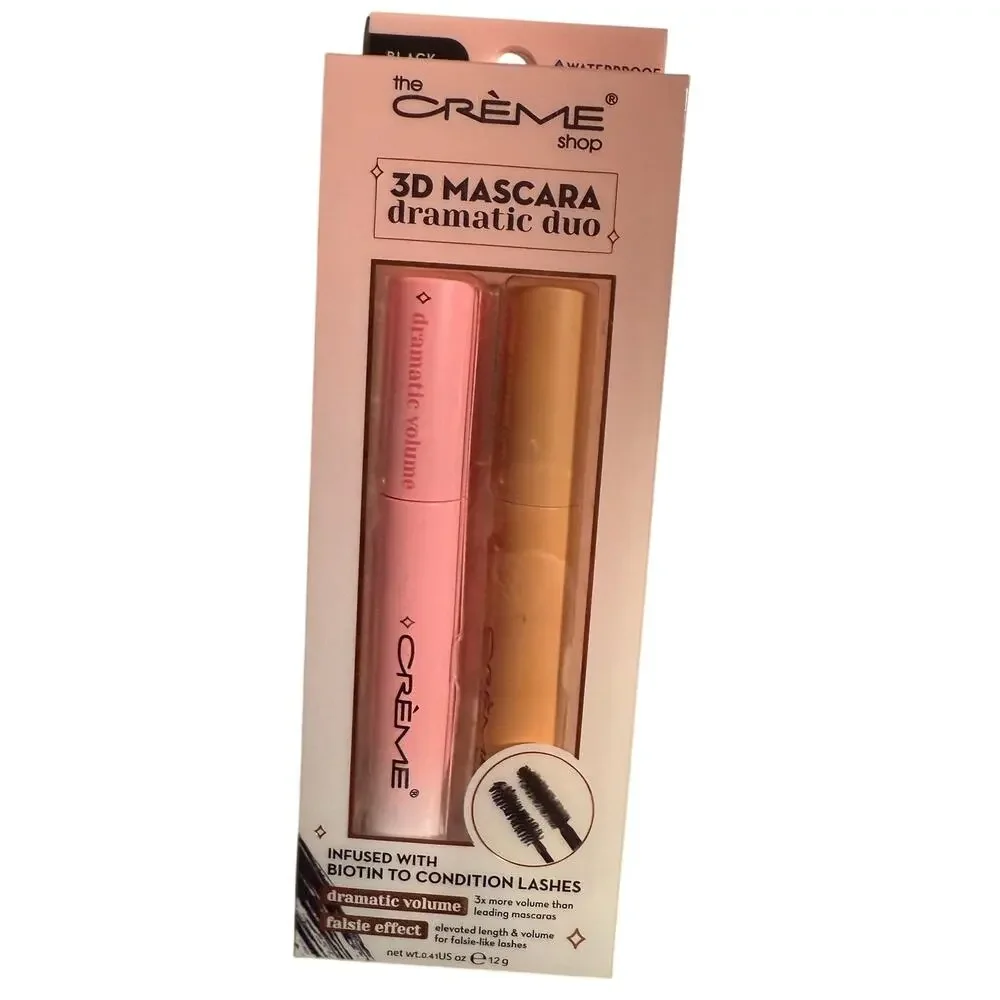 The Creme Shop 3D Mascara Dramatic Duo, Infused With Biotin, Volumizing, NWT